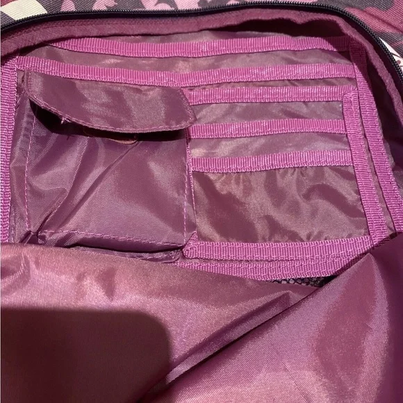 Navy, Pink Flowers Backpack with small pocket and two mesh pockets in side ๐ด - Picture 6 of 7